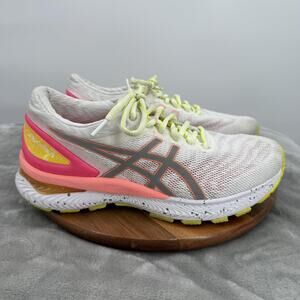 Asics Gel-Nimbus 25 Shoes Womens Size 8 White Pink Yellow Running 1012A766